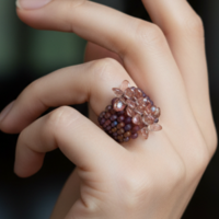 handmade beaded ring with colorful accents
